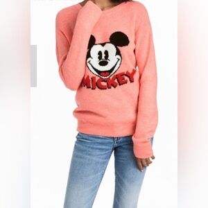 Disney Women's Coral Mickey Mouse Sweater